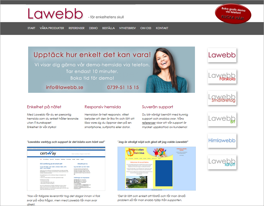 Lwebbs hemsida med block i olika bredder